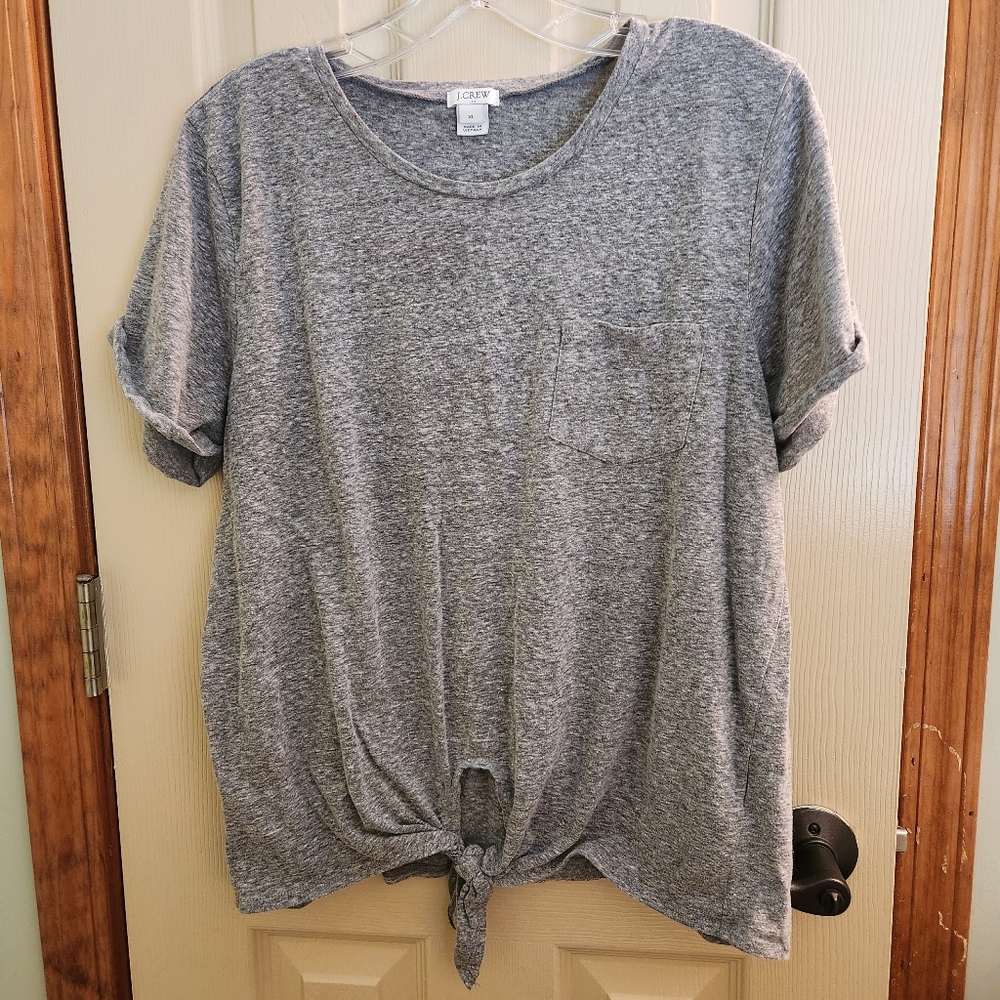 J Crew heather grey belly tie one pocket tshirt sz XL